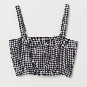 H&M Short top with Ruffles - Black/White Checker